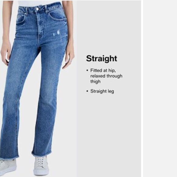 Guess Girly High Rise Waist Straight Ankle Denim Jean Leather Patch 29 x 27.5” - Picture 1 of 14